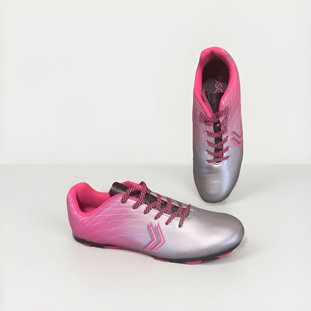 DSG Girls Soccer Cleats Youth Size 6 Pink Silver Lightweight Athletic Shoes